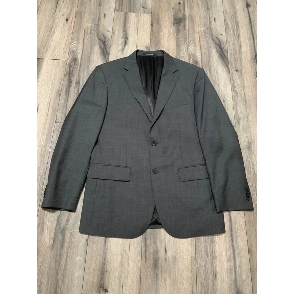 Awareness Kenneth Cole Mens 40R Gray Stripe Sports Coat 2 Button Duel Vent